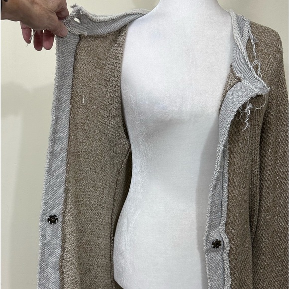 NWOT Pete Cotton Blend Brown Grey Factory Distressed Grunge Wrap Cloak Coat M/L - Picture 13 of 16